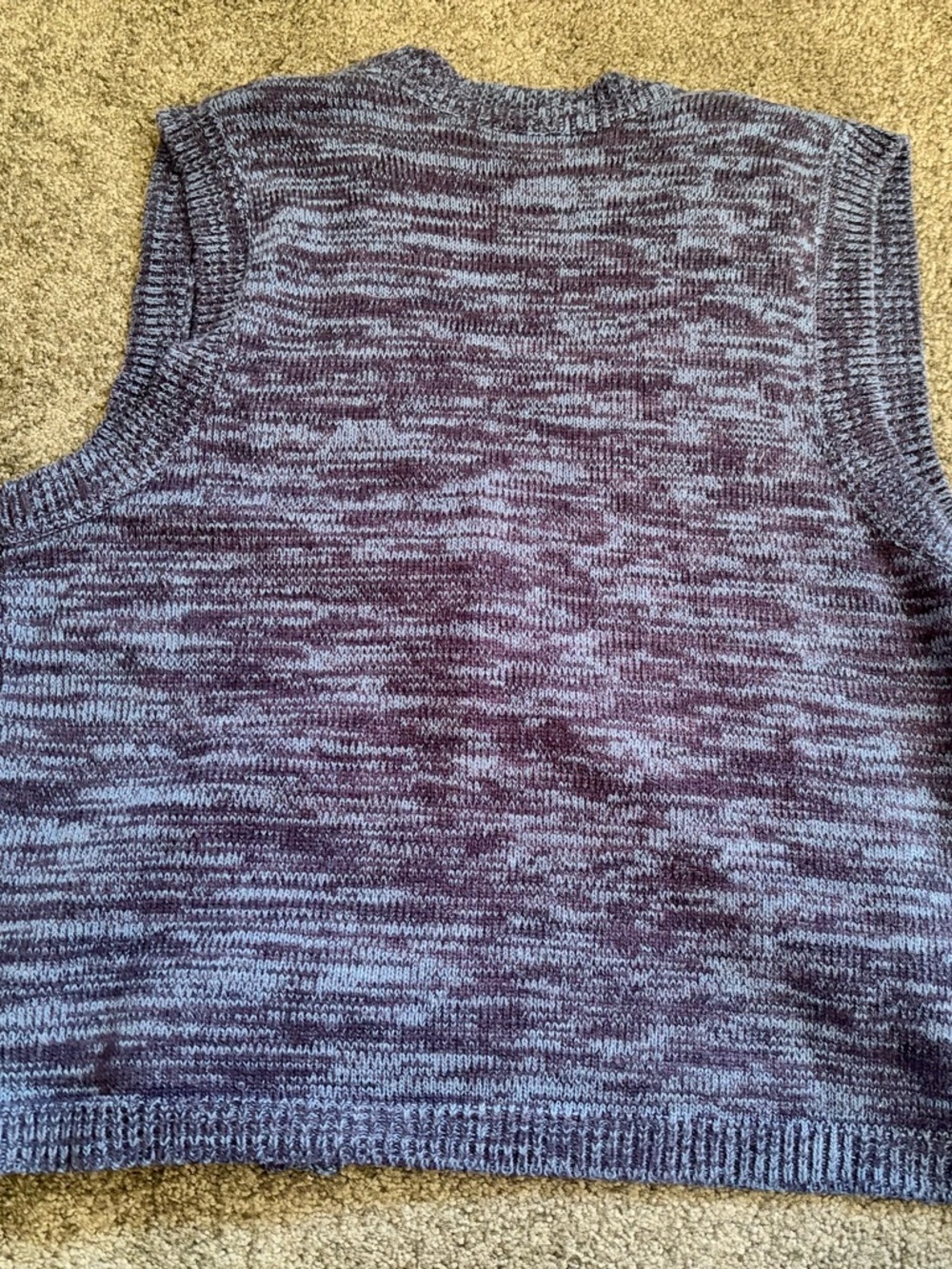 Cricket Lane Sz M Oversized Button-Front Autumn Leaves Knit Vest - Heather Blue - Picture 8 of 8